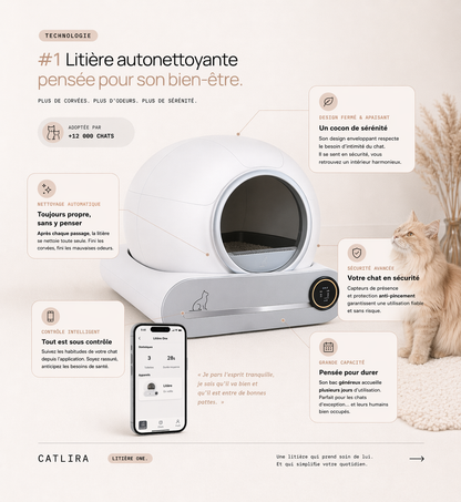 Litière autonettoyante connectée 65L | CATLIRA™ ONE