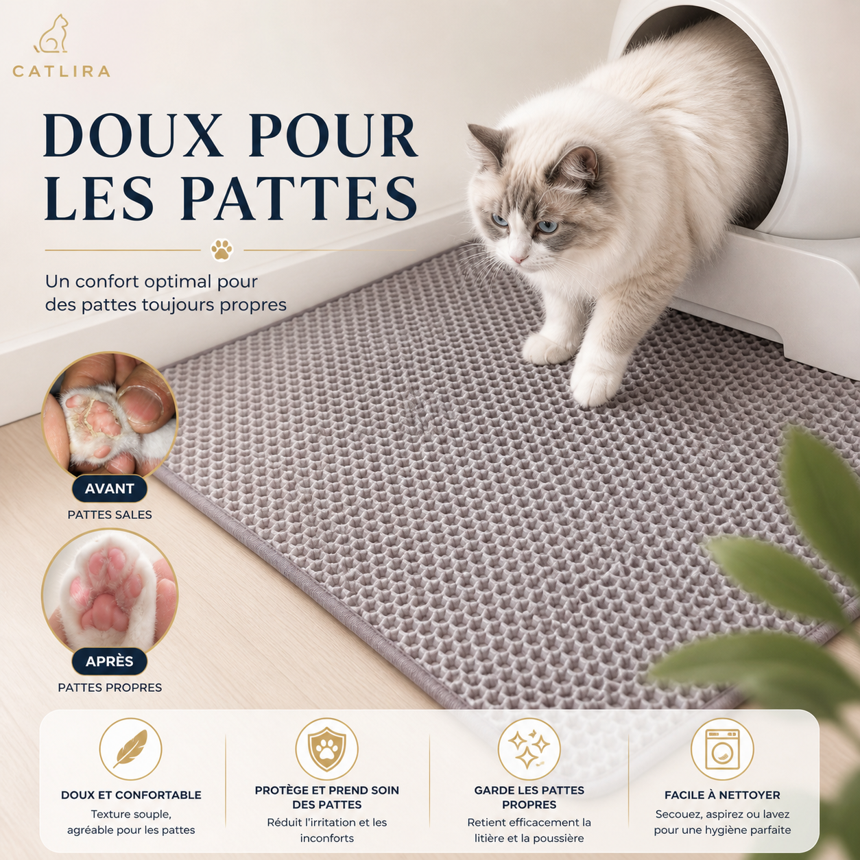 Système anti-odeurs CATLIRA — litière intelligente pour chat